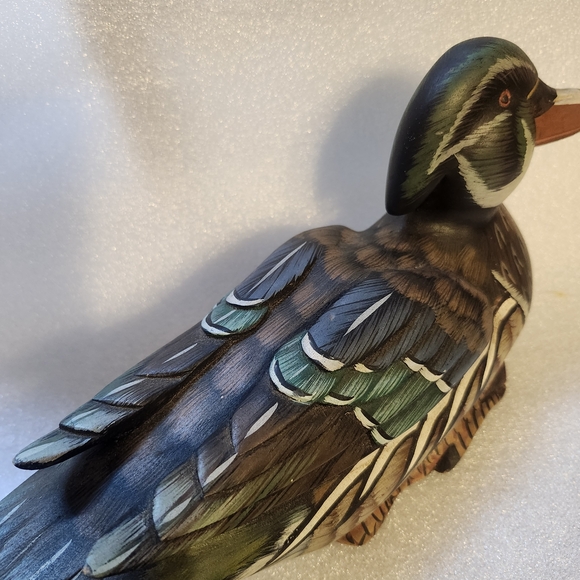 Other - Handcrafted Wooden Duck Figurine - Brown and Green